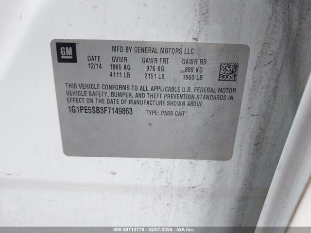 Chevrolet Cruze 2lt Auto 2015 1G1PE5SB3F7149863 Image 9