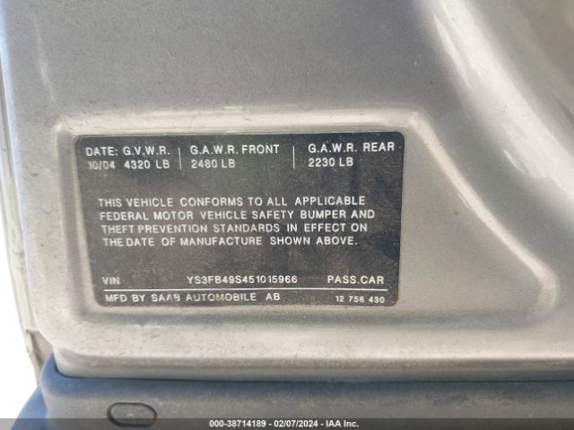 2005 SAAB 9-3 YS3FB49S451015966 Photo 8