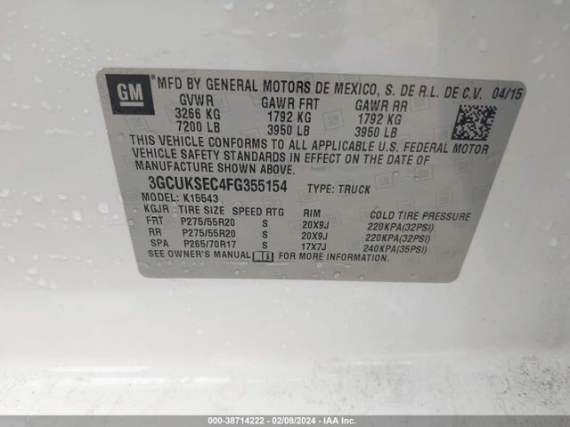 Chevrolet Silverado 1500 2lz 2015 3GCUKSEC4FG355154 Image 9
