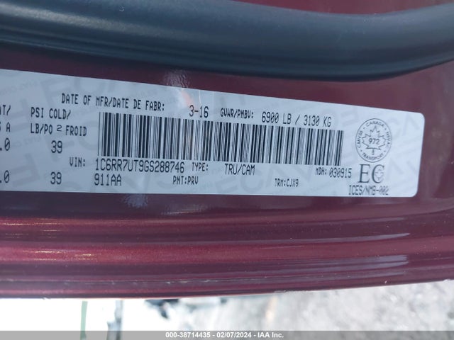 RAM 1500 Sport 2016 1C6RR7UT9GS288746 Image 9