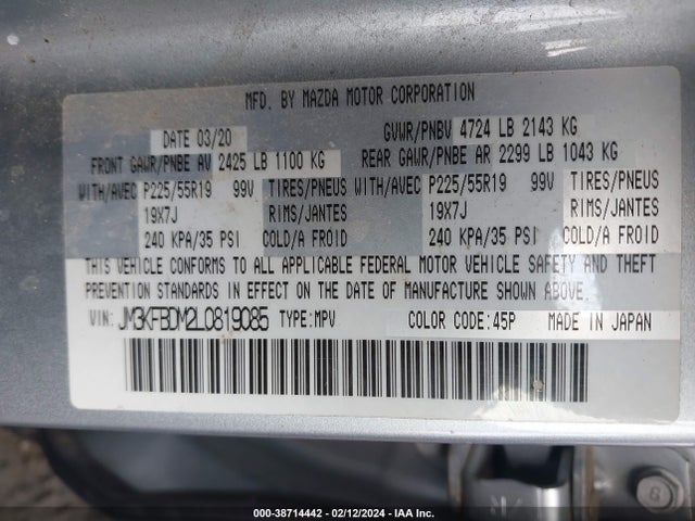 Mazda Cx-5 Grand Touring 2020 JM3KFBDM2L0819085 Image 9