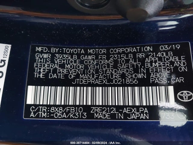 Toyota COROLLA LE 2020 JTDEPRAEXLJ021856 Image 9