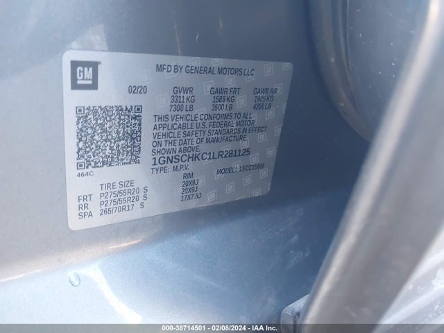 Chevrolet Suburban 2wd Lt 2020 1GNSCHKC1LR281125 Image 9