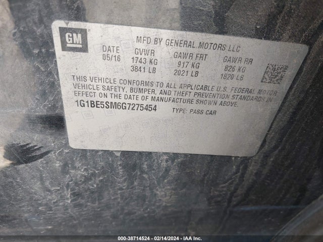 Chevrolet Cruze Lt Auto 2016 1G1BE5SM6G7275454 Image 9