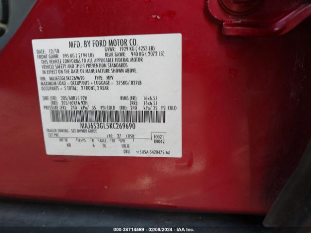 MAJ6S3GL5KC269690 Ford Ecosport Se