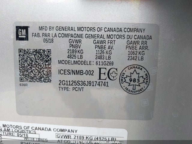 Chevrolet IMPALA 2LZ 2018 2G1125S36J9174741 Image 9