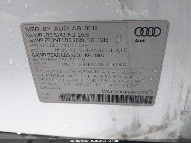 WA1CMAFP5FA127657 Audi Q5 3.0 Tdi Premium Plus