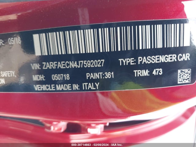 ZARFAECN4J7592027 Alfa Romeo Giulia Ti Sport Rwd