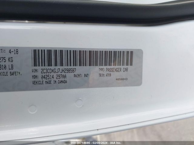 2C3CDXGJ7JH298587 Dodge Charger R/t Scat Pack Rwd