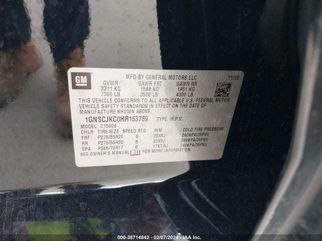 Chevrolet Suburban Premier 2017 1GNSCJKC0HR163789 Image 9