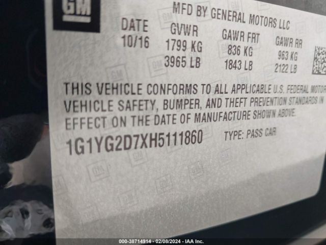 1G1YG2D7XH5111860 Chevrolet Corvette Stingray Z51