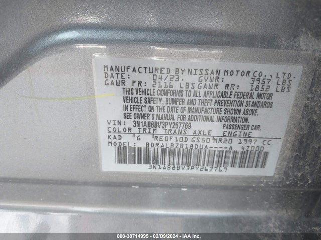 Nissan Sentra S Xtronic Cvt 2023 3N1AB8BV3PY267769 Image 9