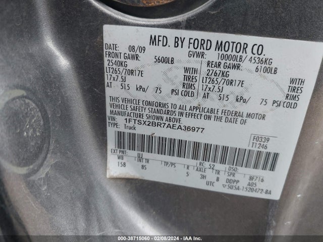 2010 FORD F-250 VIN: 1FTSX2BR7AEA36977