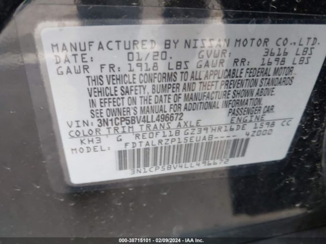 3N1CP5BV4LL496672 Nissan Kicks S Xtronic Cvt