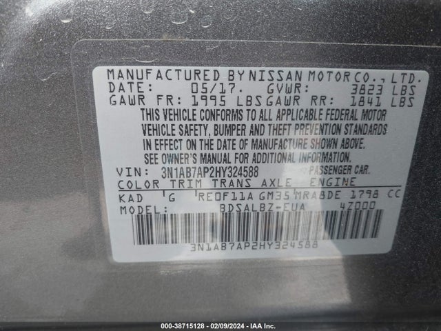 Nissan SENTRA S 2017 3N1AB7AP2HY324588 Image 9