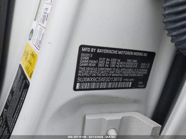BMW X3 Xdrive28i 2014 5UXWX9C5XE0D13616 Image 9