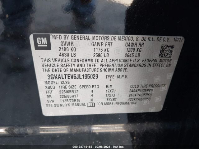 3GKALTEV6JL195029 GMC Terrain Sle