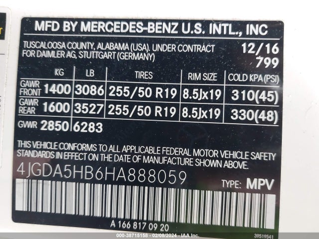 4JGDA5HB6HA888059 Mercedes-Benz Gle 350 4matic