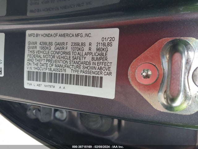 Honda ACCORD LX 2020 1HGCV1F18LA052576 Image 9