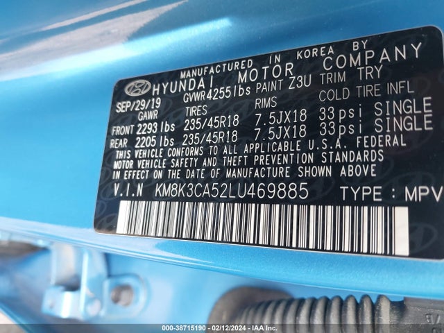 Hyundai Kona Limited 2020 KM8K3CA52LU469885 Image 9
