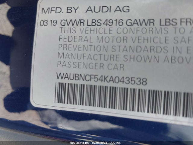 WAUBNCF54KA043538 Audi A5 45 Premium
