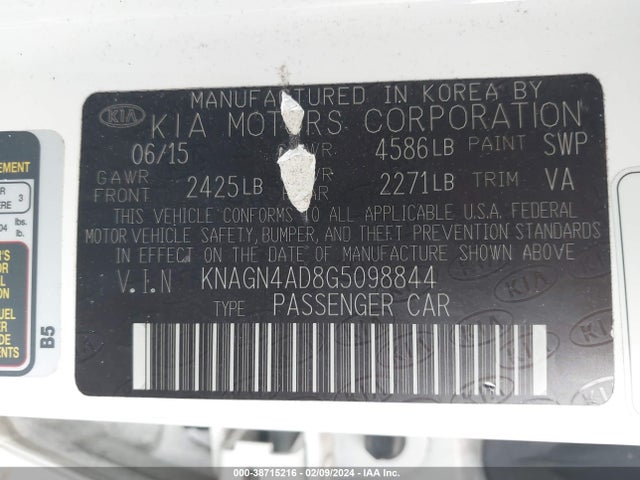 KIA Optima Hybrid Ex 2016 KNAGN4AD8G5098844 Image 9