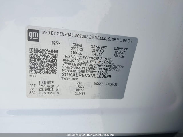3GKALPEV3NL180999 GMC Terrain Fwd Slt