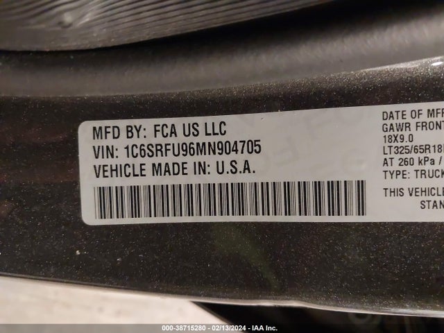 2021 RAM 1500 VIN: 1C6SRFU96MN904705