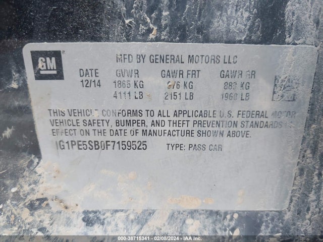 Chevrolet Cruze 2lt Auto 2015 1G1PE5SB0F7159525 Image 9
