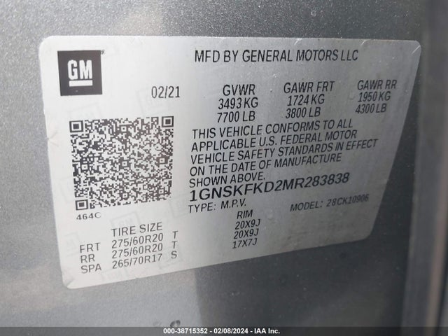 Chevrolet Suburban 4wd Premier 2021 1GNSKFKD2MR283838 Image 9