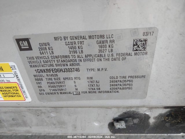 Chevrolet Traverse Ls 2017 1GNKRFED6HJ303746 Image 9