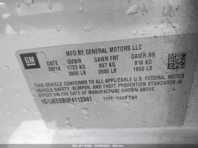 Chevrolet Sonic Ltz Auto 2015 1G1JE5SB9F4112341 Image 9