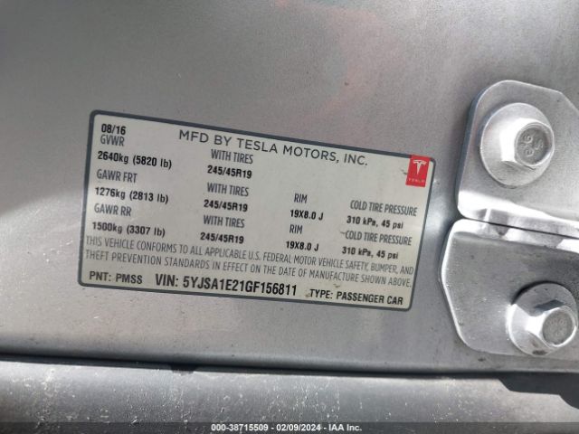 5YJSA1E21GF156811 Tesla Model S 60d/70d/75d/85d/90d