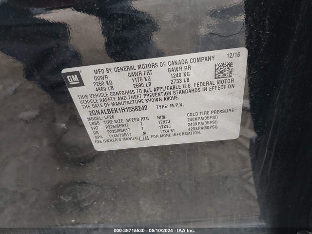 Chevrolet EQUINOX LS 2017 2GNALBEK1H1558240 Image 9