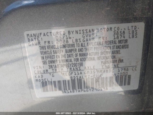 Nissan SENTRA SR 2016 3N1AB7AP6GY290198 Image 9
