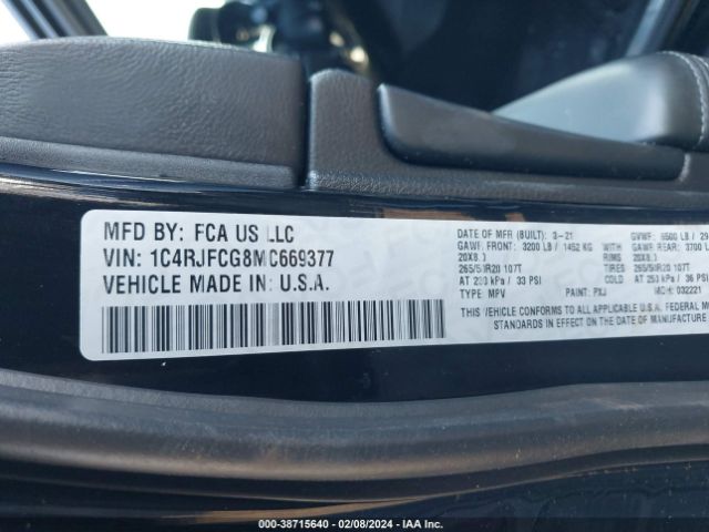 2021 JEEP GRAND CHEROKEE 1C4RJFCG8MC669377 Photo 8