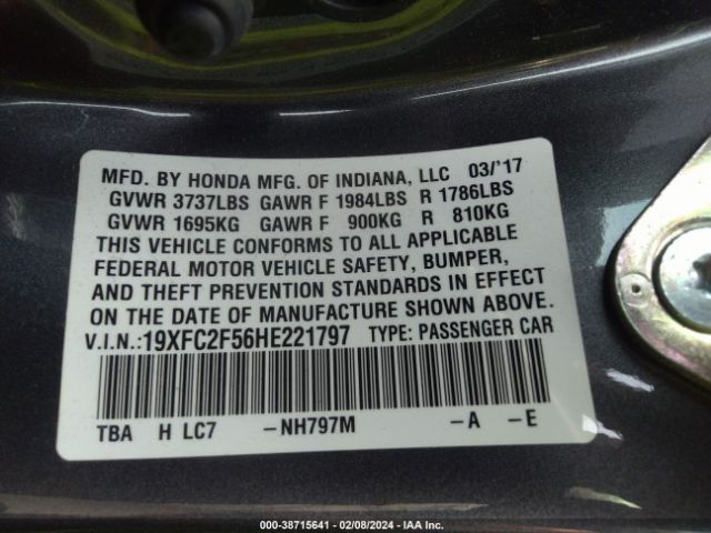 19XFC2F56HE221797 Honda Civic Lx