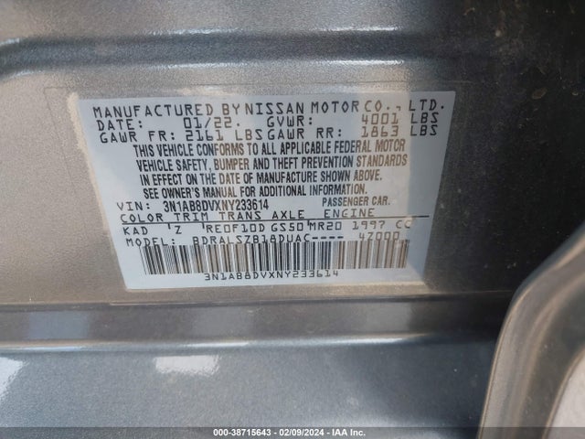 Nissan Sentra Sr Xtronic Cvt 2022 3N1AB8DVXNY233614 Image 9