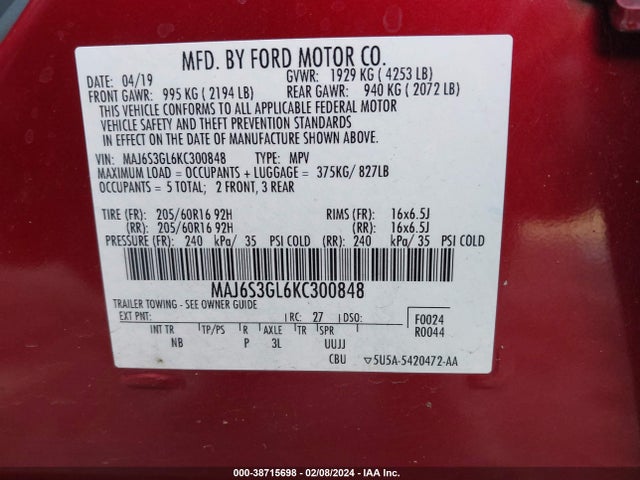 Ford Ecosport Se 2019 MAJ6S3GL6KC300848 Image 9