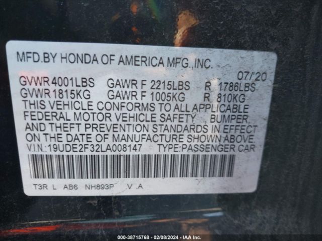 19UDE2F32LA008147 Acura Ilx Standard
