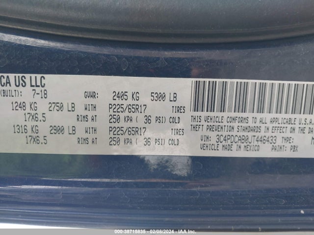 Dodge JOURNEY SE 2018 3C4PDCAB0JT446433 Image 9