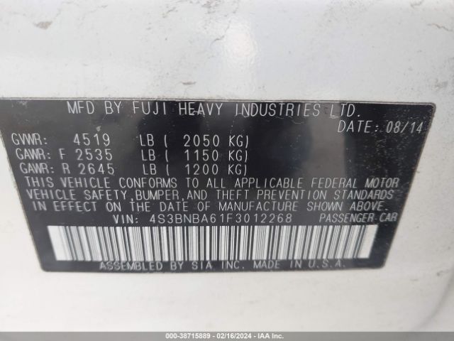 4S3BNBA61F3012268 Subaru Legacy 2.5i