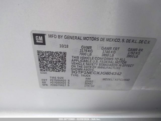 3GTP1NECXJG604342 GMC Sierra 1500 Slt