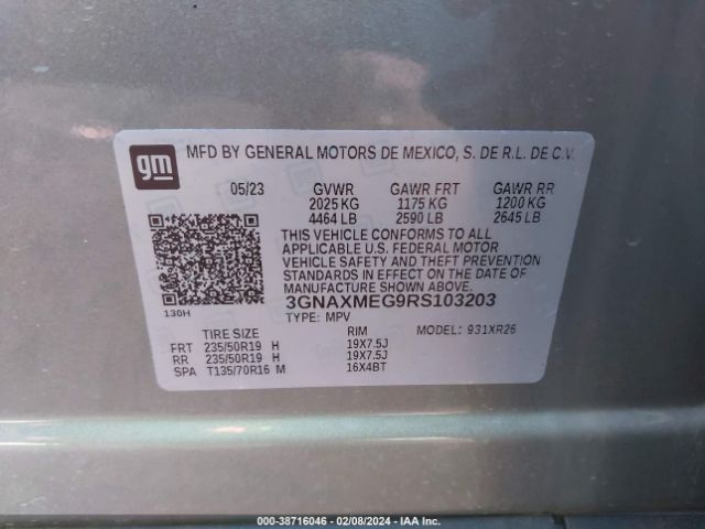 3GNAXMEG9RS103203 Chevrolet Equinox Fwd Rs
