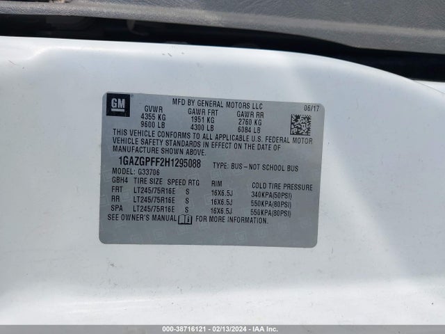 Chevrolet Express 3500 Lt 2017 1GAZGPFF2H1295088 Image 9