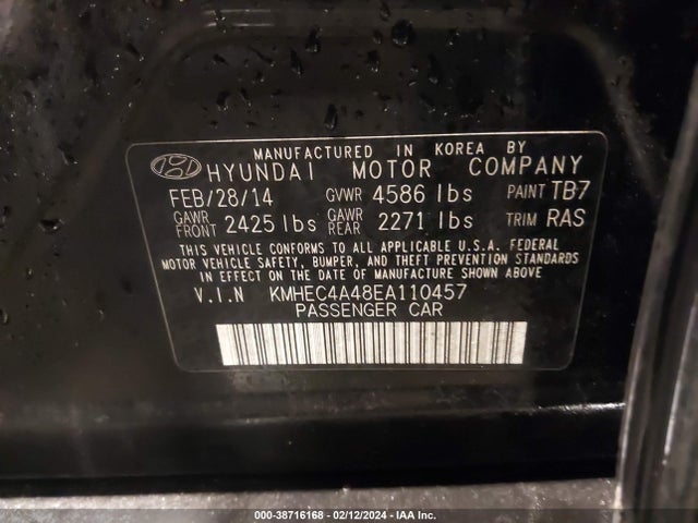 Hyundai Sonata Hybrid Limited 2014 KMHEC4A48EA110457 Image 9
