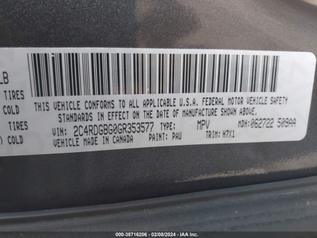 2C4RDGBG0GR353577 Dodge Grand Caravan American Value Pkg
