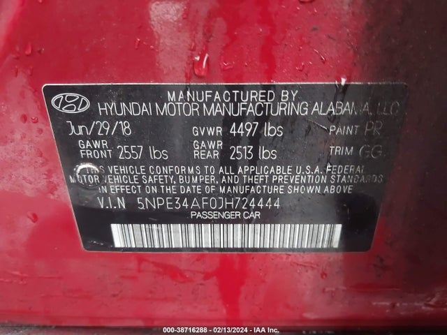 Hyundai Sonata Sel+ 2018 5NPE34AF0JH724444 Image 9