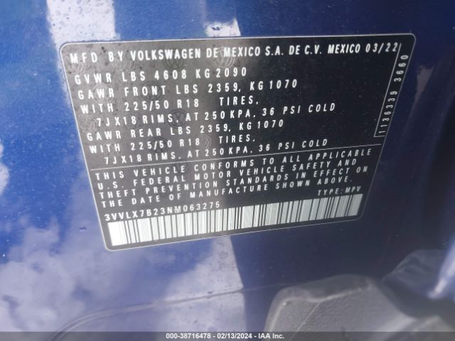 3VVLX7B23NM063275 Volkswagen Taos 1.5t Se
