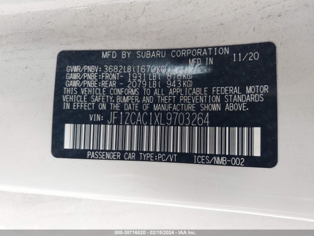 JF1ZCAC1XL9703264 Subaru Brz Limited